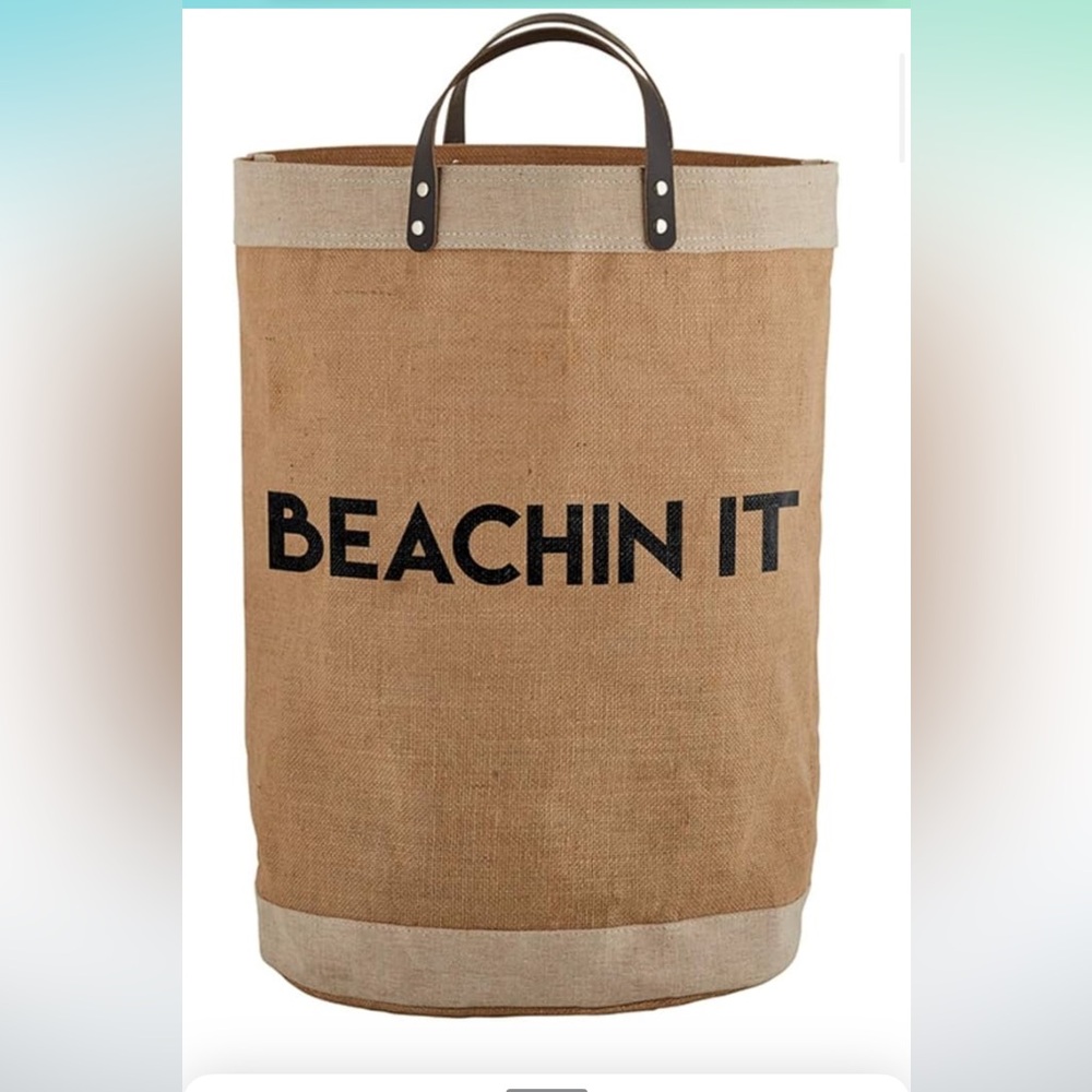 NWT 47&Main Beachin It lined Burlap beach bag   Extra Large!